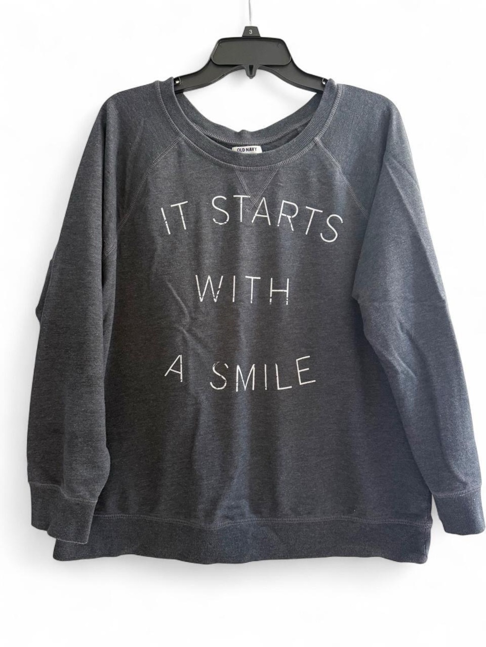 Old Navy Charcoal Sweatshirt with White Text